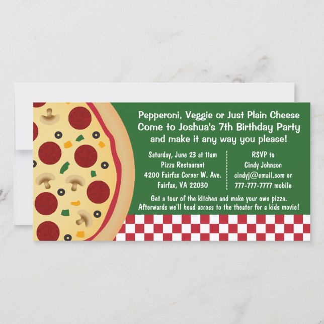 Make Your Own Pizza Birthday Party (Front)