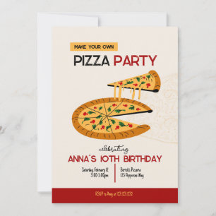 Make Your Own Pizza Birthday Party Invitation