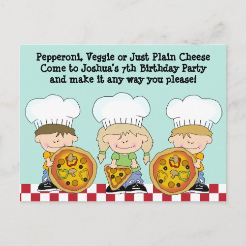 Make Your Own Pizza Birthday Party Invite