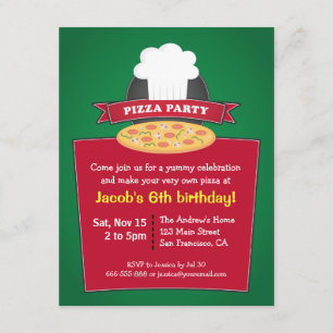 Make Your Own Pizza Kids Birthday Party Invitation
