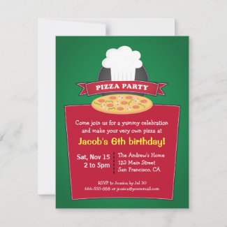 Make Your Own Pizza Kids Birthday Party Invitation