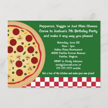 Make Your Own Pizza Kids Birthday Party Invitation by adams_apple at Zazzle