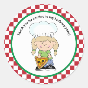 Make Your Own Pizza Party Girl Thank You Favor Classic Round Sticker