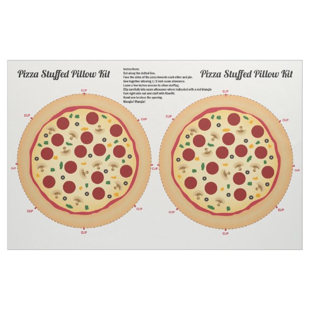 Make Your Own Pizza Stuffed Pillow Fabric | Zazzle