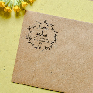Make Your Own, Return Address Couple Rubber Stamp