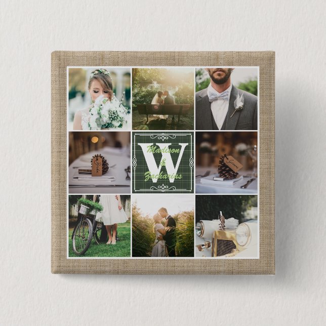 Make Your Own Rustic Wedding Instagram Collage Button (Front)
