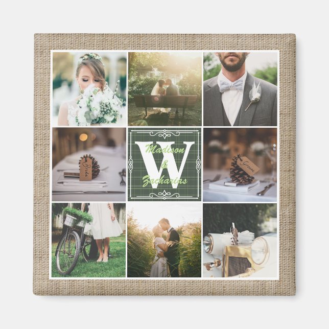 Make Your Own Rustic Wedding Instagram Collage Magnet (Front)