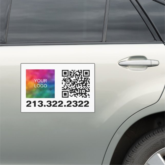 Make Your Own Simple Add Logo Phone Number QR Code Car Magnet (In Situ)
