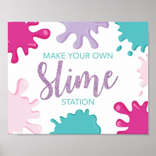 Make your own Slime birthday party sign pink