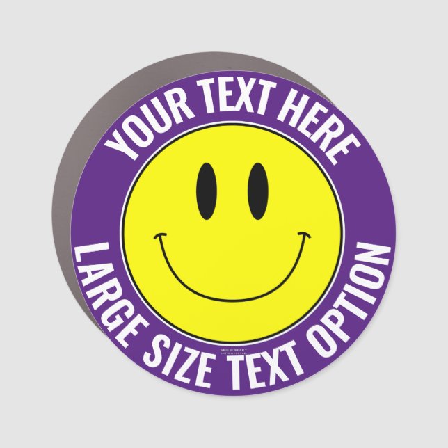 Make Your Own Smilie Round Royal Purple Car Magnet (Front)