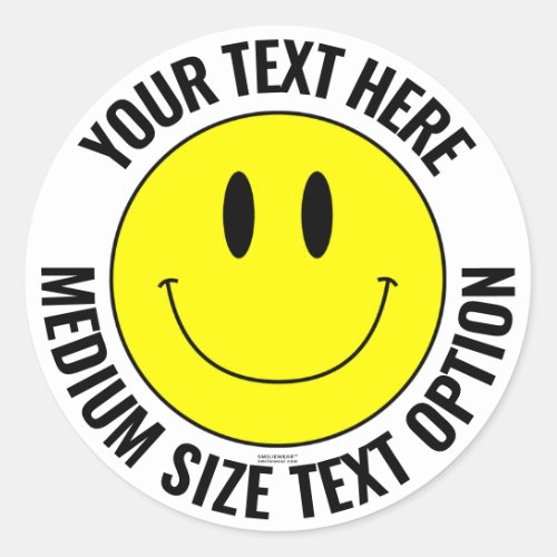 Make Your Own Smilie Round Sticker Medium Text