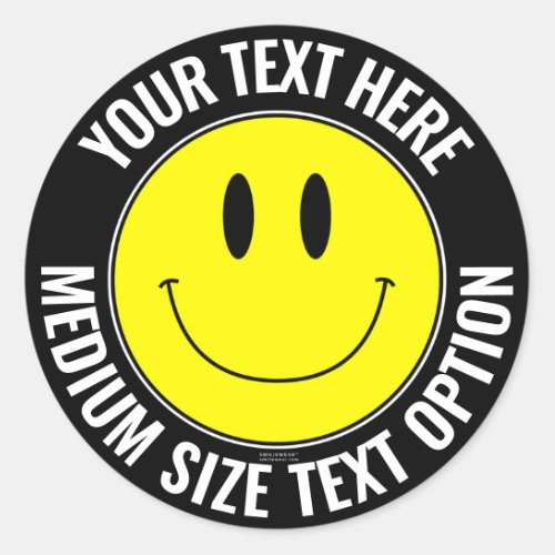 Make Your Own Smilie Round Sticker Medium Text