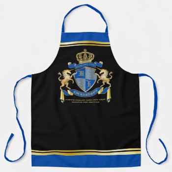 Make Your Own Unicorn Coat Of Arms Blue Emblem Apron by BCVintageLove at Zazzle