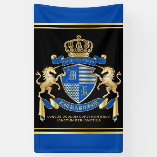 Make Your Own Unicorn Coat of Arms Blue Emblem Banner
