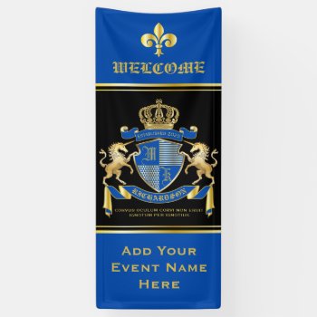 Make Your Own Unicorn Coat Of Arms Blue Emblem Banner by BCVintageLove at Zazzle