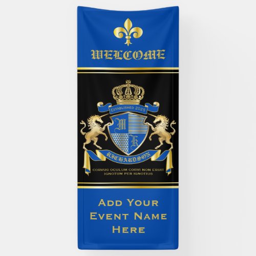 Make Your Own Unicorn Coat of Arms Blue Emblem Banner