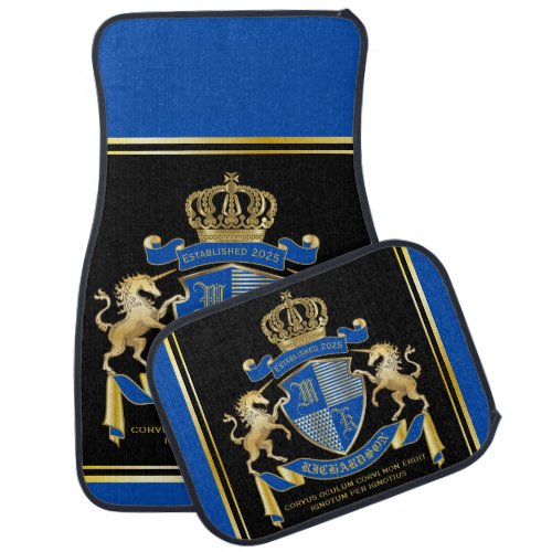 Make Your Own Unicorn Coat of Arms Blue Emblem Car Floor Mat