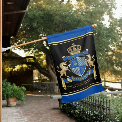 Make Your Own Unicorn Coat of Arms Blue Emblem House Flag