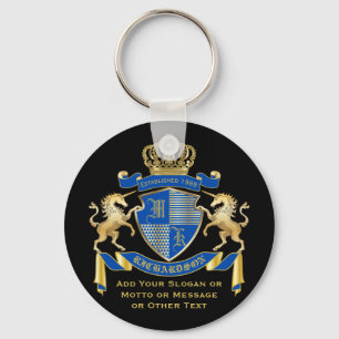 Make Your Own Unicorn Coat of Arms Blue Emblem Keychain