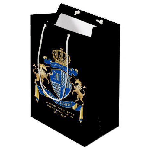 Make Your Own Unicorn Coat of Arms Blue Emblem Medium Gift Bag