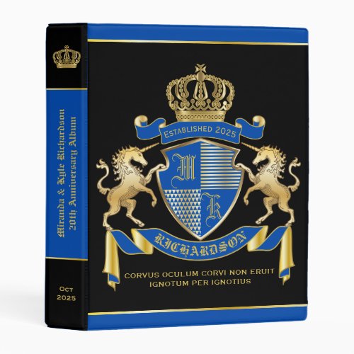Make Your Own Unicorn Coat of Arms Blue Emblem Mini Binder