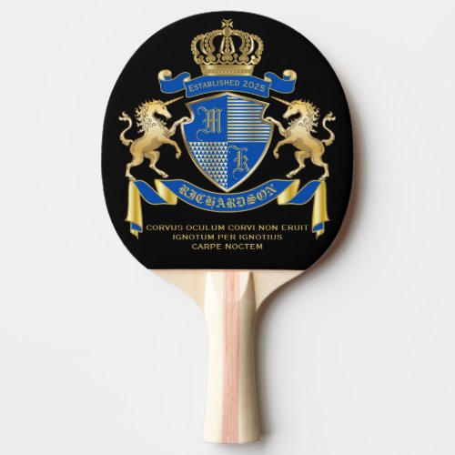 Make Your Own Unicorn Coat of Arms Blue Emblem Ping Pong Paddle