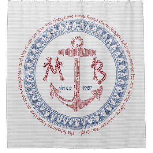 Make Your Own Vintage Anchor Nautical Monogram Shower Curtain