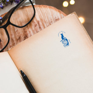 Make Your Own Vintage Cat Ex Libris Custom Books Self-inking Stamp