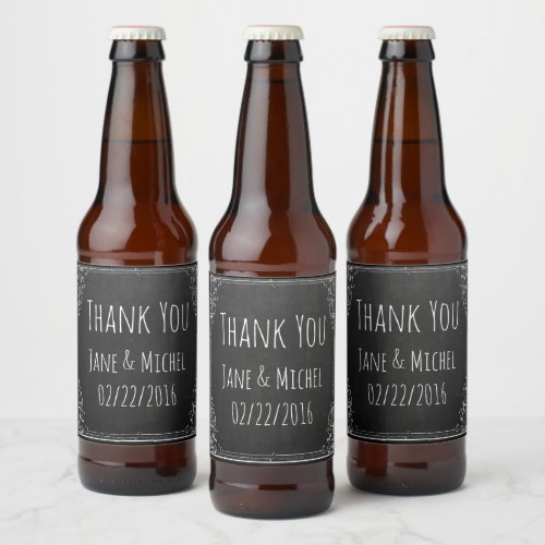 Make your own Vintage Thank you On Chalkboard Beer Bottle Label