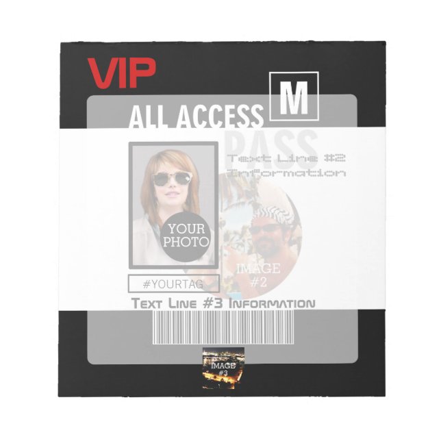 Make Your Own VIP Pass 8 ways to Personalize Notepad (Front)