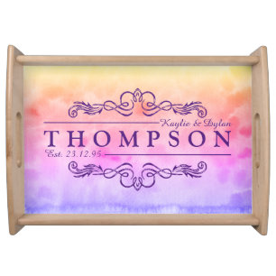 Make Your Own Wedding Anniversary Watercolor Monog Serving Tray