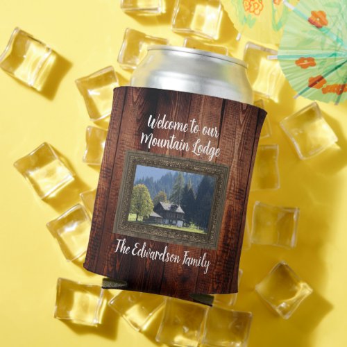 Make your own Welcome family name mountain lodge Can Cooler