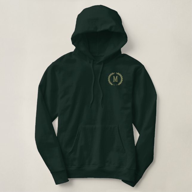 Make Your Personalized Monogram Laurels Embroidery Embroidered Hoodie (Design Front)