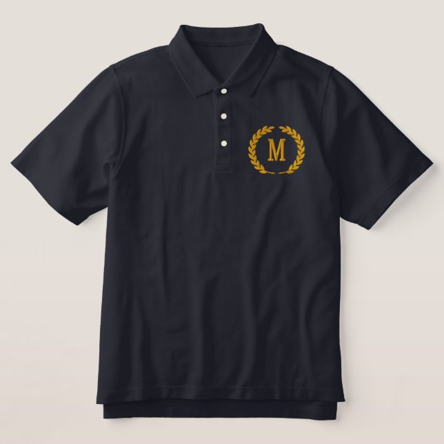 Make Your Personalized Monogram Laurels Embroidery Embroidered Polo Shirt (Design Front)