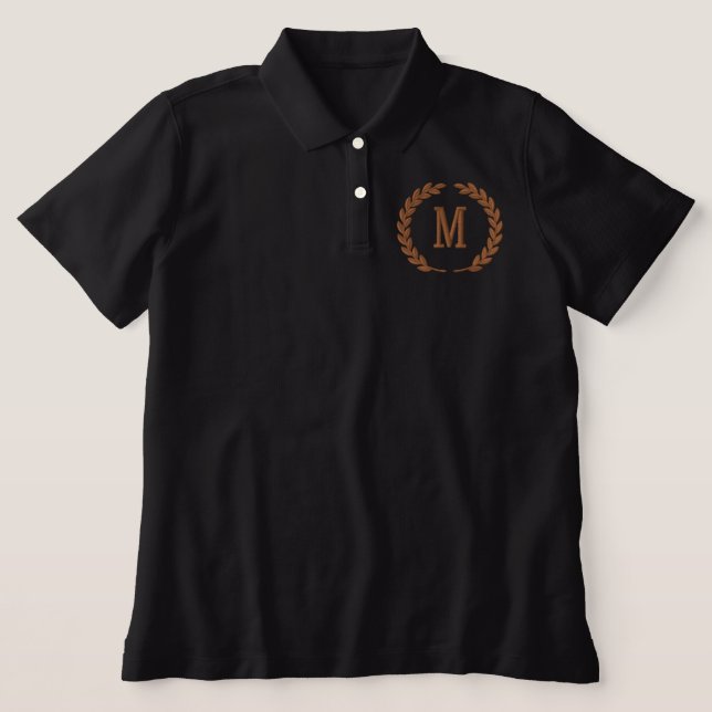 Make Your Personalized Monogram Laurels Embroidery Embroidered Polo Shirt (Design Front)