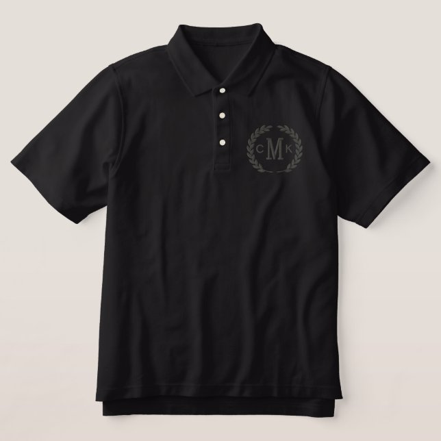 Make Your Personalized Monogram Laurels Embroidery Embroidered Polo Shirt (Design Front)