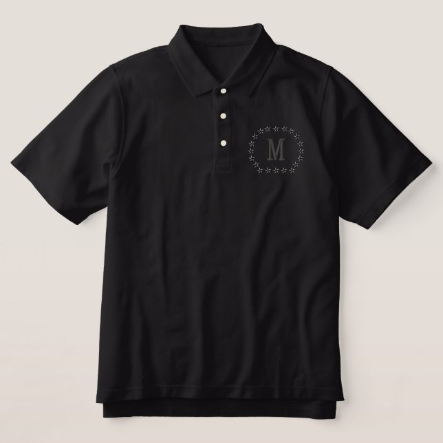 Make Your Personalized Monogram Stars Embroidery Embroidered Polo Shirt (Design Front)