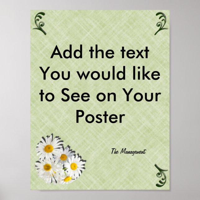 Make Your Sign Template, Green Crosshatch, Daisies (Front)