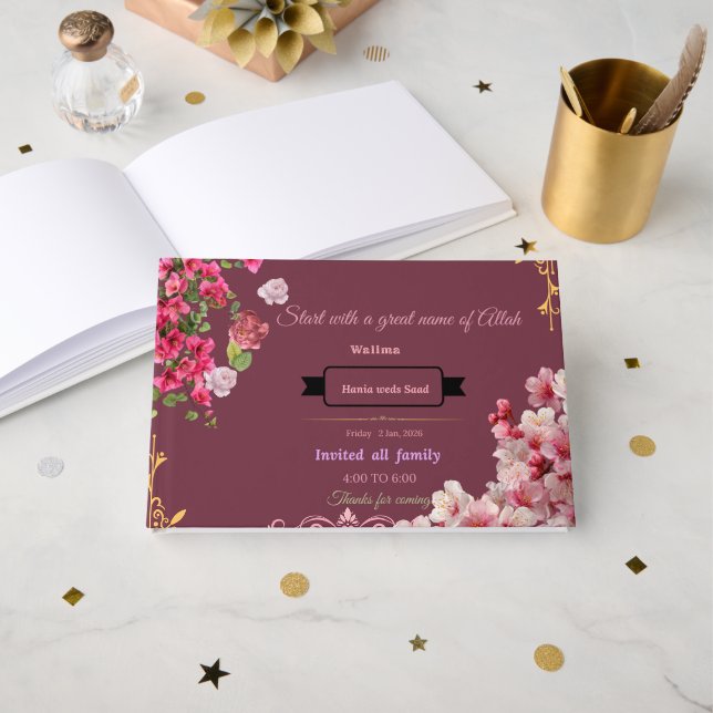 "Make your weeding memorable with our custom cards Foil Guest Book (Front Open)