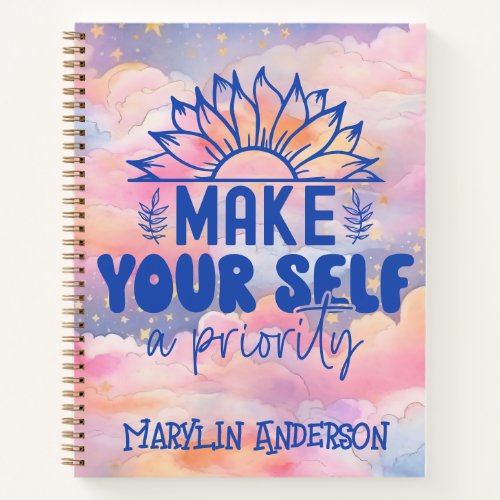 MAKE YOURSELF A PRIORITY PASTEL CUSTOM NAME NOTEBOOK