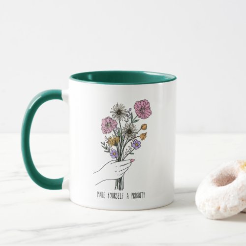 Make Yourself a Priority Wildflower  Mug