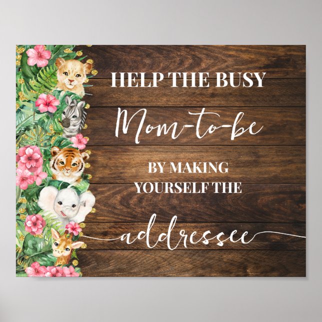 Make Yourself Addressee Rustic Pink Safari Shower Poster (Front)