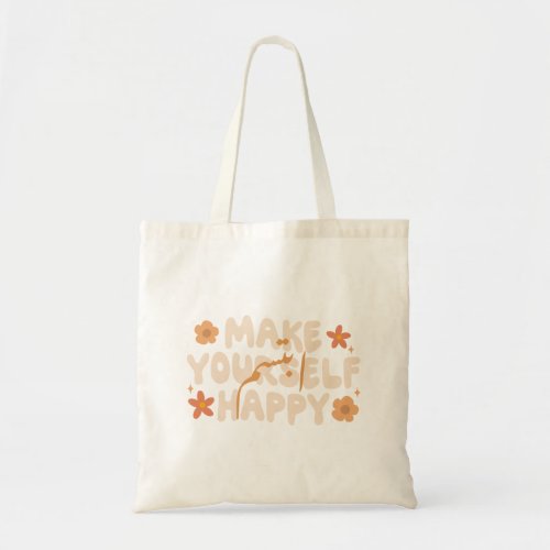 Make Yourself Happy Smile in Arabic Floral Design Tote Bag