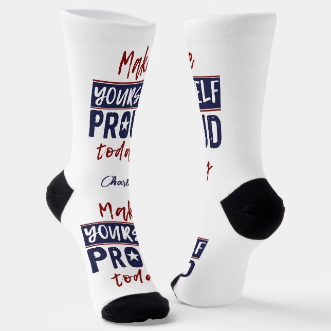 “Make Yourself Proud” custom name Socks (Angled)