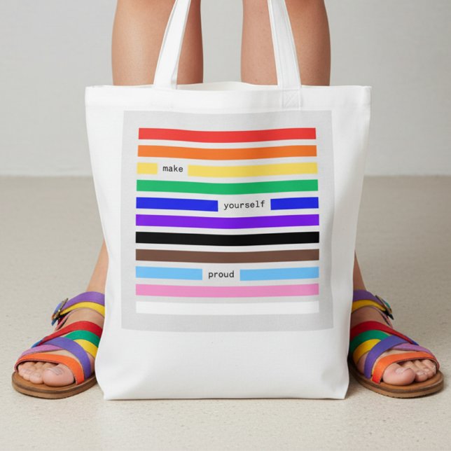 Make Yourself Proud Rainbow Redaction Pride 2026 Grocery Bag (Creator Uploaded)