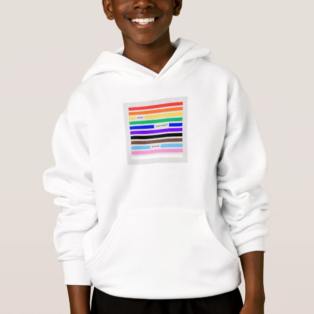 Make Yourself Proud Rainbow Redaction Pride 2026 Hoodie (Front)