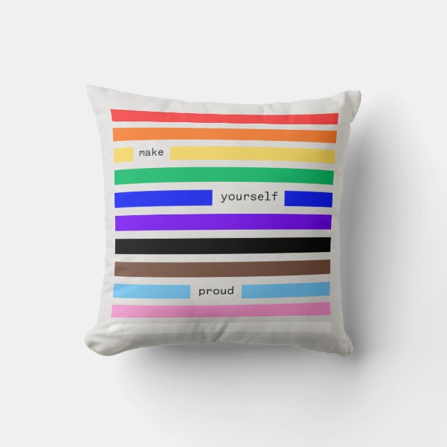 Make Yourself Proud Rainbow Redaction Pride Throw Pillow (Front)