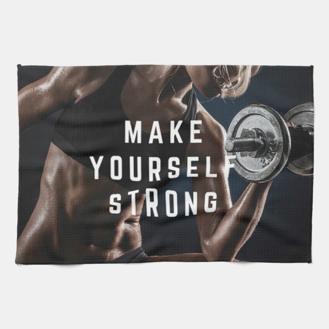 Make Yourself STRONG. Women's Workout Motivational Towel (Horizontal)