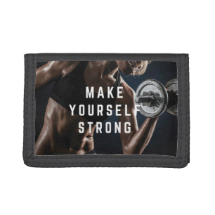 Make Yourself STRONG. Women's Workout Motivational Tri-fold Wallet