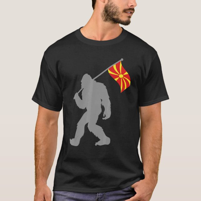 Makedonija  Or North Macedonian Flag On North Mace T-Shirt (Front)